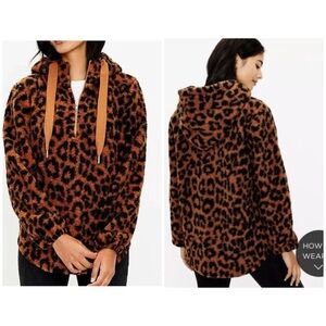 LOFT Leopard Sherpa Hoodie (M)